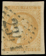 EMISSION DE BORDEAUX 43B  10c. Bistre-jaune, R II, Grandes Marges, Obl. GC 2341, TTB - 1870 Bordeaux Printing