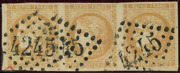EMISSION DE BORDEAUX 43B  10c. Bistre-jaune, R II, BANDE De 3 Horizontale Au Filet En Haut, Obl. GC 4245, TB - 1870 Bordeaux Printing