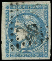 EMISSION DE BORDEAUX 45B  20c. Bleu, T II, R II, Oblitéré GC, TB - 1870 Bordeaux Printing