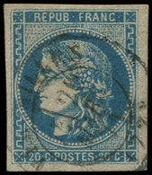 EMISSION DE BORDEAUX 46A  20c. Bleu, T III, R I, Obl. Càd T17 MARSEILLE 24/3/71, TB - 1870 Bordeaux Printing