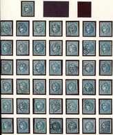 EMISSION DE BORDEAUX 46A  20c. Bleu, T III  R I, 43 Ex. Obl., Nuances Diverses, TB - 1870 Bordeaux Printing