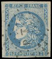 EMISSION DE BORDEAUX 46Ad 20c. Bleu OUTREMER, T III R I, Obl. Amb., Nuance Certifiée JF Brun, TTB - 1870 Bordeaux Printing