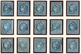 EMISSION DE BORDEAUX 46B  20c. Bleu, T III, R II, BLOC REPORT Reconstitué, Obl., TB - 1870 Bordeaux Printing