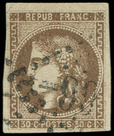 EMISSION DE BORDEAUX 47   30c. Brun, Oblitéré GC, TB - 1870 Bordeaux Printing