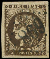 EMISSION DE BORDEAUX 47b  30c. Brun-NOIR, Oblitéré GC 698, TTB. C - 1870 Bordeaux Printing