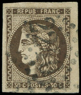 EMISSION DE BORDEAUX 47d  30c. Brun Foncé, Grandes Marges, Obl. GC 2240, Superbe. C - 1870 Bordeaux Printing