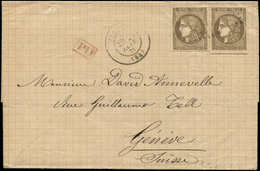 Let EMISSION DE BORDEAUX 47   30c. Brun (2) Obl. GC Léger Sur LAC, Càd (UNIEUX) 21/1/71, Arr. En Suisse Le 22/1, TB - 1870 Bordeaux Printing