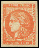 * EMISSION DE BORDEAUX 48   40c. Orange, Très Bien Margé, Inf. Trace De Ch., TTB - 1870 Bordeaux Printing