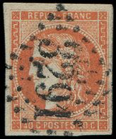 EMISSION DE BORDEAUX 48j  40c. ROUGE, Pos. 1, Obl. GC 3291, Nuance Certifiée Calves, TTB - 1870 Bordeaux Printing