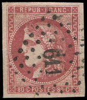 EMISSION DE BORDEAUX 49   80c. Rose, Obl. PC Du GC 611, TB - 1870 Bordeaux Printing