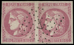 EMISSION DE BORDEAUX 49   80c. Rose, PAIRE Obl. ANCRE, TB - 1870 Bordeaux Printing