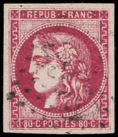 EMISSION DE BORDEAUX 49h  80c. Rose Carminé Foncé, Obl. GC, TB/TTB. C - 1870 Bordeaux Printing