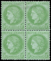 ** CERES DENTELE 53    5c. Vert-jaune Sur Azuré, BLOC De 4, PAIRE Supérieure *, Bien Centré, TB - 1849-1876: Periodo Classico