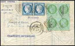 Let CERES DENTELE 53    5c. Vert, BLOC De 4 Avec DOUBLE Dentelure Verticale S. Paire Sup. + N°60C 25c. Bleu Paire, Obl.  - 1849-1876: Classic Period