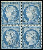 CERES DENTELE 60B  25c. Bleu, T II, BLOC De 4 Obl. GC 409(8), Frappe Légère, TTB - 1849-1876: Classic Period
