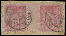 TYPE SAGE 81   75c. Rose, PAIRE Interp. Obl. Sur Fragment, Pet. Défauts, B/TB - 1876-1878 Sage (Tipo I)