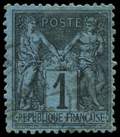 TYPE SAGE 84    1c. Noir Sur BLEU DE PRUSSE, Oblitéré, Petit Pli D'angle, Sinon TB. S - 1876-1878 Sage (Type I)