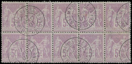 TYPE SAGE 95    5f. Violet Sur Lilas, BLOC De 10 Consolidé, Obl. Càd MARSEILLE 7/8/01, TB - 1876-1878 Sage (Type I)