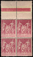 ** TYPE SAGE 104  50c. Rose Vif, BLOC De 4 Bdf Inter Galvano, Frais Et TTB - 1876-1878 Sage (Type I)