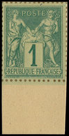 (*) TYPE SAGE 61    1c. Vert, NON DENTELE Sur Bristol, Dentelure FIGUREE, Bdf, TB - 1876-1878 Sage (Type I)