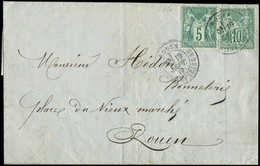 Let TYPE SAGE SUR LETTRES N°63 Et 76 Obl. T18 ROUEN 19/9/77 Sur LAC, TB - 1877-1920: Periodo Semi Moderno