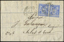 Let TYPE SAGE SUR LETTRES N°68 PAIRE Obl. Càd PERPIGNAN 9/8/76 Sur LAC, TB - 1877-1920: Semi Modern Period