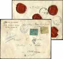 Let TYPE SAGE SUR LETTRES N°75 Et 82 Obl. Paris 22/1/89 S. Env. CHARGE, Arr. En ALLEMAGNE Le 24/1, TB - 1877-1920: Semi Modern Period