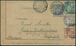 Let TYPE SAGE SUR LETTRES N°75, 85 Et 87 Sur CL 15c. Bleu Obl. Càd PAGNY-S-MOSELLE-GARE 26/11/93, Arr. En ALLEMAGNE Le 2 - 1877-1920: Periodo Semi Moderno