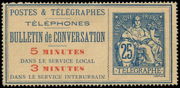 (*) TELEPHONE Téléphone 15 : 25c. Bleu Sur Chamois, TB - Telegraph And Telephone