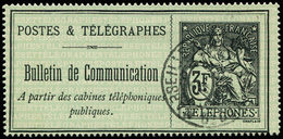 TELEPHONE Téléphone 20 : 3f. Noir Sur Vert, Oblitéré, TB - Telegrafi E Telefoni