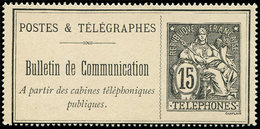 (*) TELEPHONE Téléphone 23 : 15c. Noir, TB - Telegrafi E Telefoni