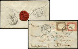 Let DUCHE DE SAVOIE Oblitérations Sur Timbres Sardes N°11 Et 13, 10c. Brun Et 40c. Rouge Obl. Càd Sarde CHAMBERY 23/5/58 - 1849-1876: Classic Period