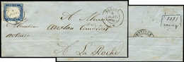 Let DUCHE DE SAVOIE Oblitérations Sur Timbres Sardes N°12 Obl. Càd Sarde CLUSES 6/6/58 S. DL Avec Rabat, Arr. BONNEVILLE - 1849-1876: Classic Period