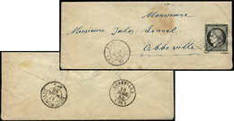Let LETTRES DE PARIS N°3a Obl. GRILLE S. Env., Càd T1502 (E) PARIS (E) 17/4/50, Au Verso Càd LIGNE De CALAIS, TTB - 1849-1876: Periodo Classico