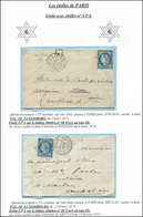 Let LETTRES DE PARIS N°60B Obl. Etoile 6 (P4) Sur 2 Lettres, Càd PAL DU LUXEMBOURG 1et PAL DU LUXEMBORG, 1874, TB - 1849-1876: Classic Period