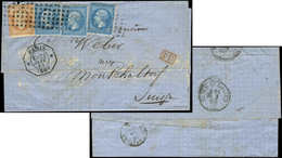 Let LETTRES DE PARIS N°22 (3) Et 23 Obl. GROS POINTS S. LAC, Càd Octog. LEX E3 25/1/65, Arr. MONTCHALTORF Suisse, TB - 1849-1876: Classic Period