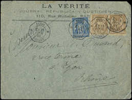 Let LETTRES DE PARIS N°80 PAIRE Et 90 Obl. Càd Octog. LEX PARIS/DEPART E3 18/2/83 S. Env., Frappes Superbes - 1849-1876: Periodo Classico