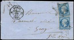 Let LETTRES DE PARIS N°22 2 Ex. Obl. Etoile Pleine S. LAC, Càd LEX T1610 1re 20/11/63, TB - 1849-1876: Classic Period