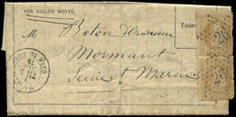 Let BALLONS MONTES N°28B (2) P.d. Obl. Etoile 26 S. Gazette N°4 Avec Son Supplément, Càd Gare Du Nord 5/11/70 Pour MORMA - War 1870