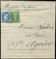 Let AFFRANCHISSEMENTS ET COMBINAISONS N°20 Et 60A Obl. Càd T17 TOURNON-S-RHONE 22/11/71 S. Papiers D'Affaires, Superbe - 1849-1876: Classic Period