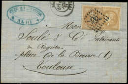 Let AFFRANCHISSEMENTS ET COMBINAISONS N°28B Et 43 R I, 2 10c. EMISSIONS DIFFERENTES, Obl. GC 55 D'ALBI 7/71 S. LAC, TTB - 1849-1876: Classic Period