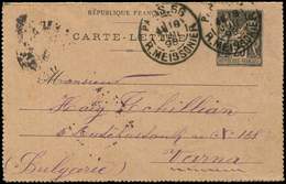 Let DESTINATIONS Sage, CL Entier 25c. Noir Obl. Càd PARIS 18/7/98 Pour La BULGARIE, Càd D'arr. VARNA 10/7 Grégorien, TB - 1849-1876: Periodo Classico