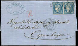 Let DESTINATIONS N°60A PAIRE Obl. Etoile 5 S. LAC, Càd R. De Bondy 22/6/72, Arr. KOBENHAVN 25/6, TB - 1849-1876: Classic Period
