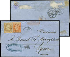 Let POSTE MARITIME N°21 Et 23 Obl. ANCRE S. LAC De Constantinople, Càd NIL 22/9/(64), Arr. LYON Le 28/9, TB - Schiffspost