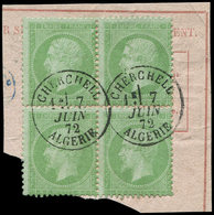 LETTRES ET OBLITERATIONS D'ALGERIE N°20 BLOC De 4 Obl. Càd T16 CHERCHELL 7/6/72 Sur Fragt, Frappe Superbe - 1849-1876: Classic Period