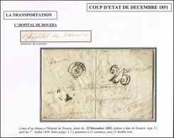 Let LETTRES ET OBLITERATIONS D'ALGERIE Càd DOUERA 25/12/53 S. LAC D'un Détenu à L'Hôpital, Taxe 25 Pour Draguignan, TB - 1849-1876: Periodo Classico