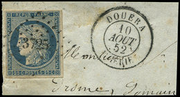 LETTRES ET OBLITERATIONS D'ALGERIE N°4 Obl. PC 3725 Sur Fragment, Càd DOUERA 10/8/52, TTB - 1849-1876: Classic Period