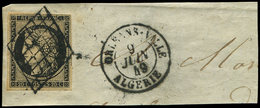 LETTRES ET OBLITERATIONS D'ALGERIE N°3 Obl. GRILLE S. Fragt, Càd ORLEANS-VILLE 9/6/49, TB - 1849-1876: Classic Period