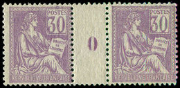 ** EMISSIONS DU XXème SIECLE 115   Mouchon, 30c. Violet, PAIRE Mill.0, TB - Unused Stamps