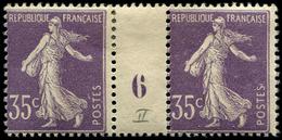 * EMISSIONS DU XXème SIECLE 136   Semeuse Chiffres Maigres, 35c. Violet Clair, T II, PAIRE Mill.6, TB - Unused Stamps